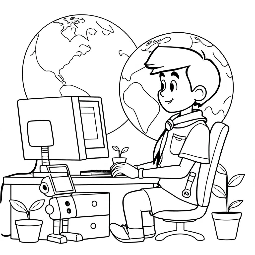 Jamboree on the internet coloring page for children