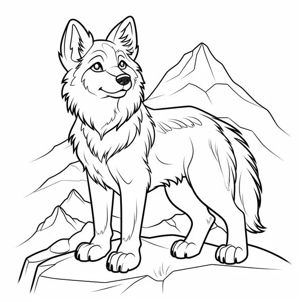 Jonge Wolf op Rotsen coloring page for children
