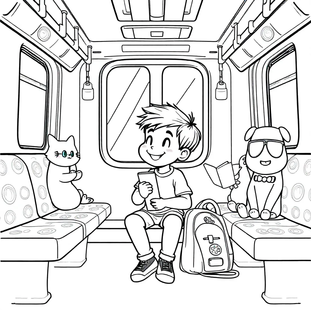 Jongen Op Metro coloring page for children