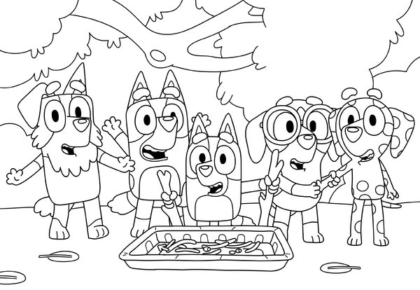 Juego de Espías Bluey y sus Amigos coloring page for children