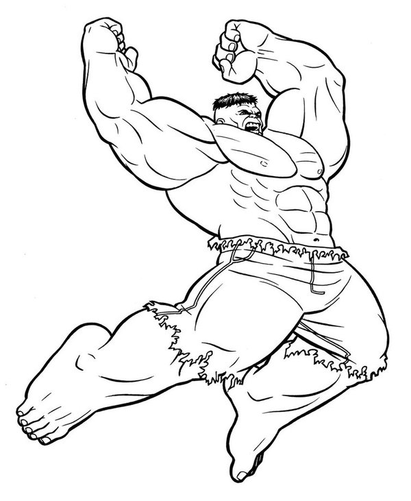 Jumping Hulk coloring page for children