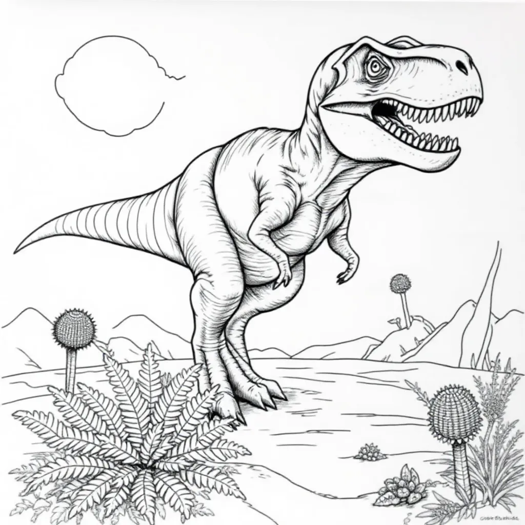 jurassic park optie illusie kleurplaat voor kinderen