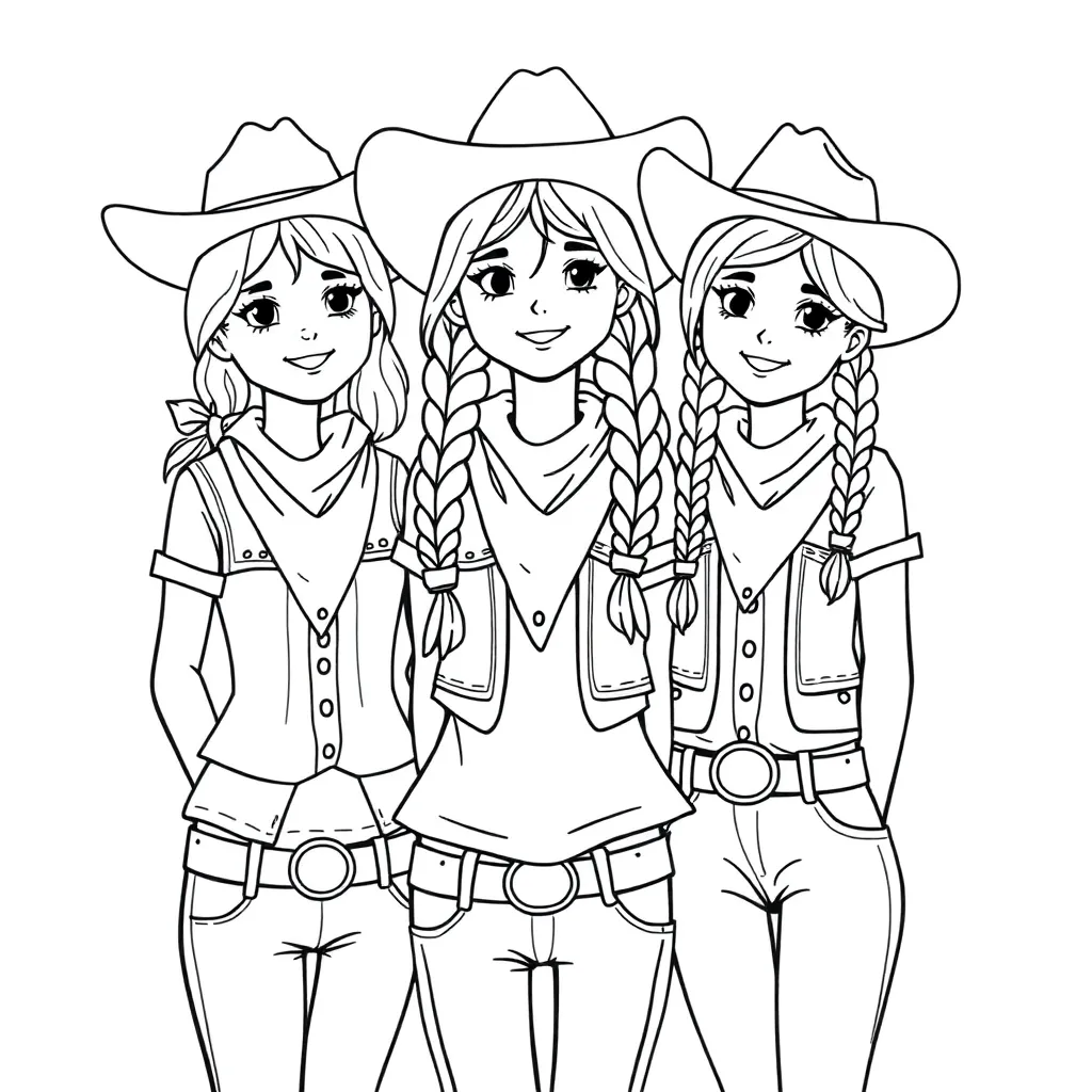 Free K3 Cowboys Coloring Page - Music, Dance, Western - Removed