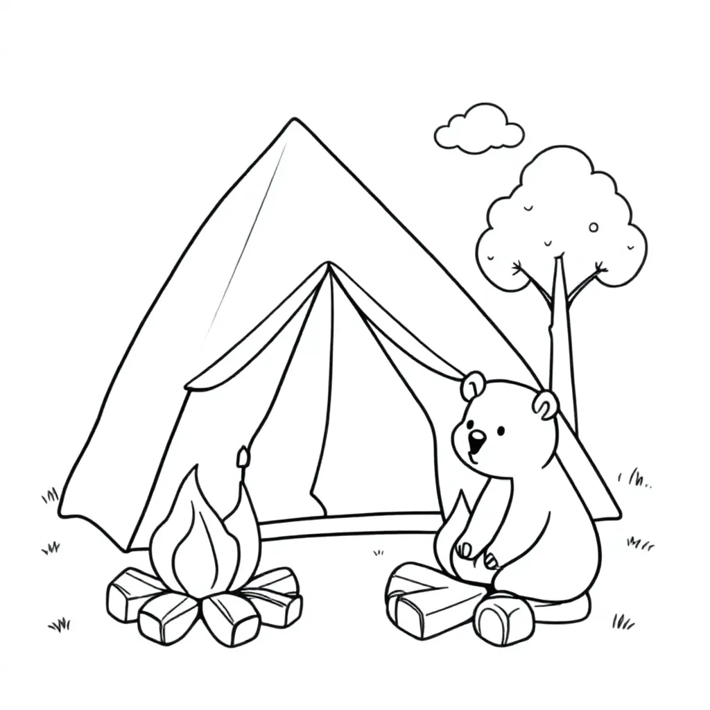 Kamperen coloring page for children