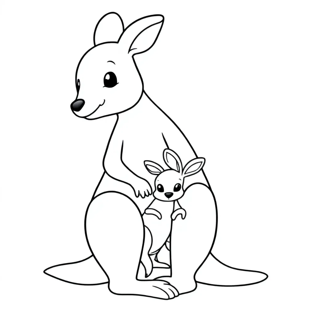 Kangoeroe Met Baby Kangoeroe coloring page for children