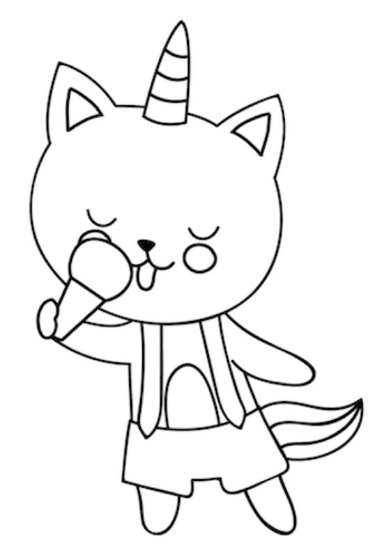 Kat Eet Ijsje coloring page for children