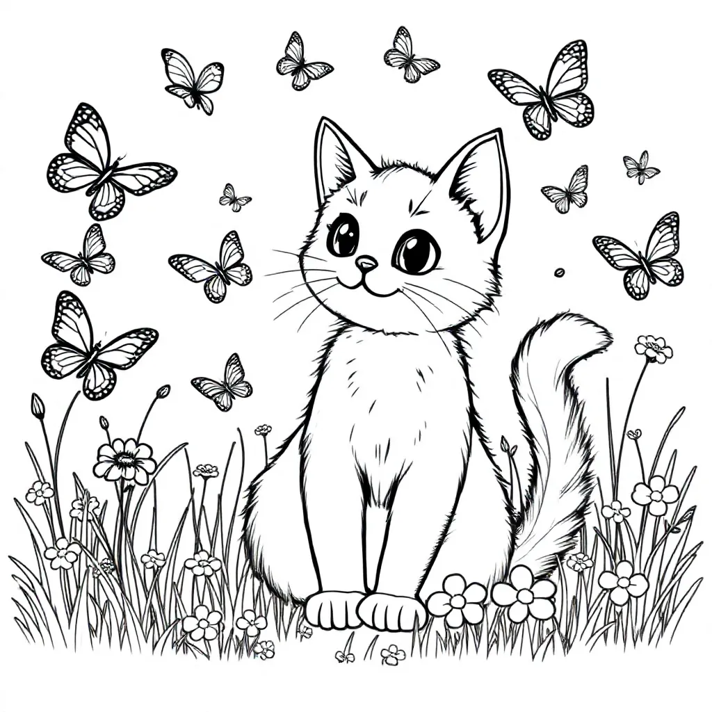 Kat En Vlinders coloring page for children