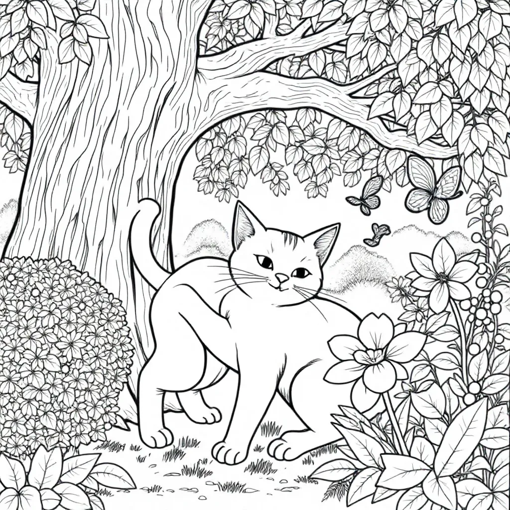 kat kleurplaat voor kinderen