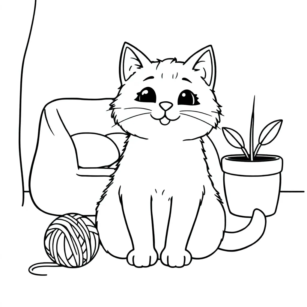 kat kleurplaat voor kinderen