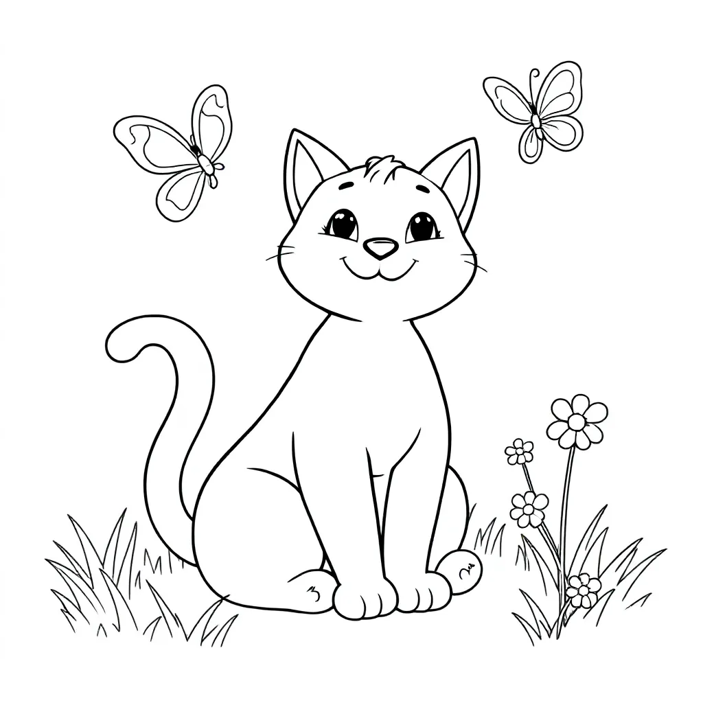 kat kleurplaat voor kinderen