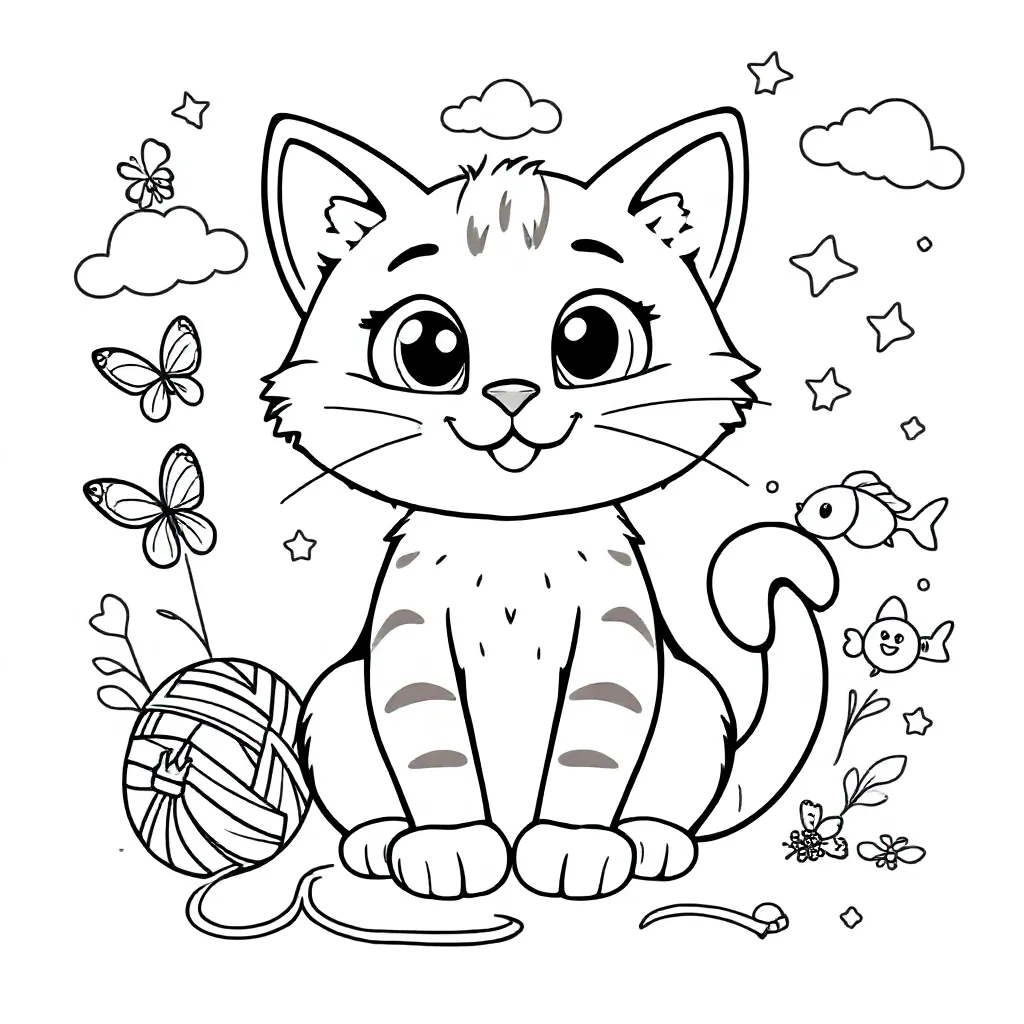 Kat coloring page for children
