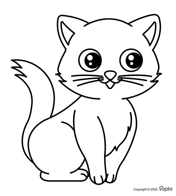 Fichier de coloriage Chaton, facile et mignon