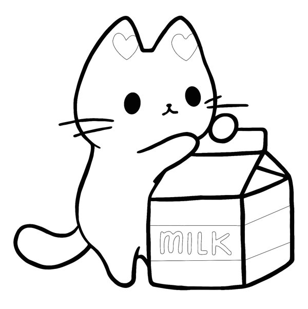 Kawaii Kat Melkpak coloring page for children