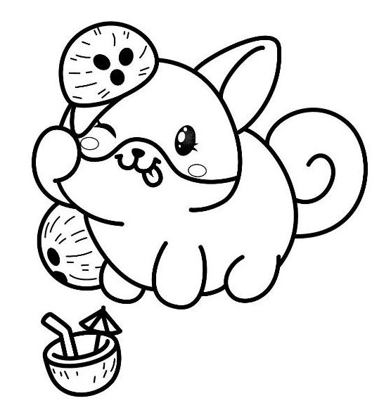 Kawaii Shiba coloring page for children