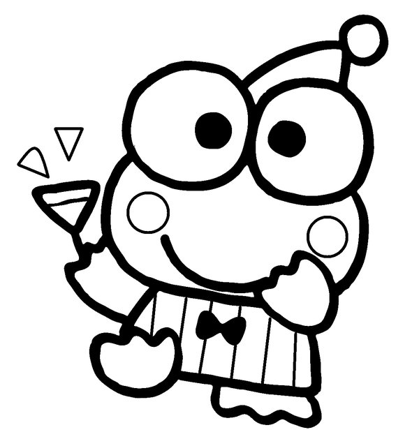Keroppi Christmas Hat coloring page for children