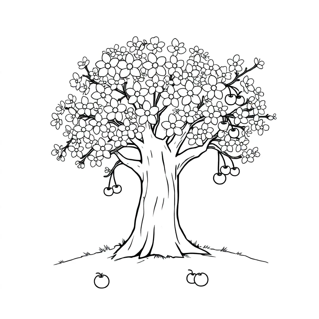 Kersenboom coloring page for children