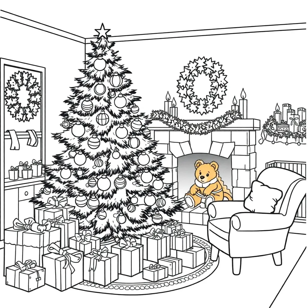 Kerst In De Kamer coloring page for children