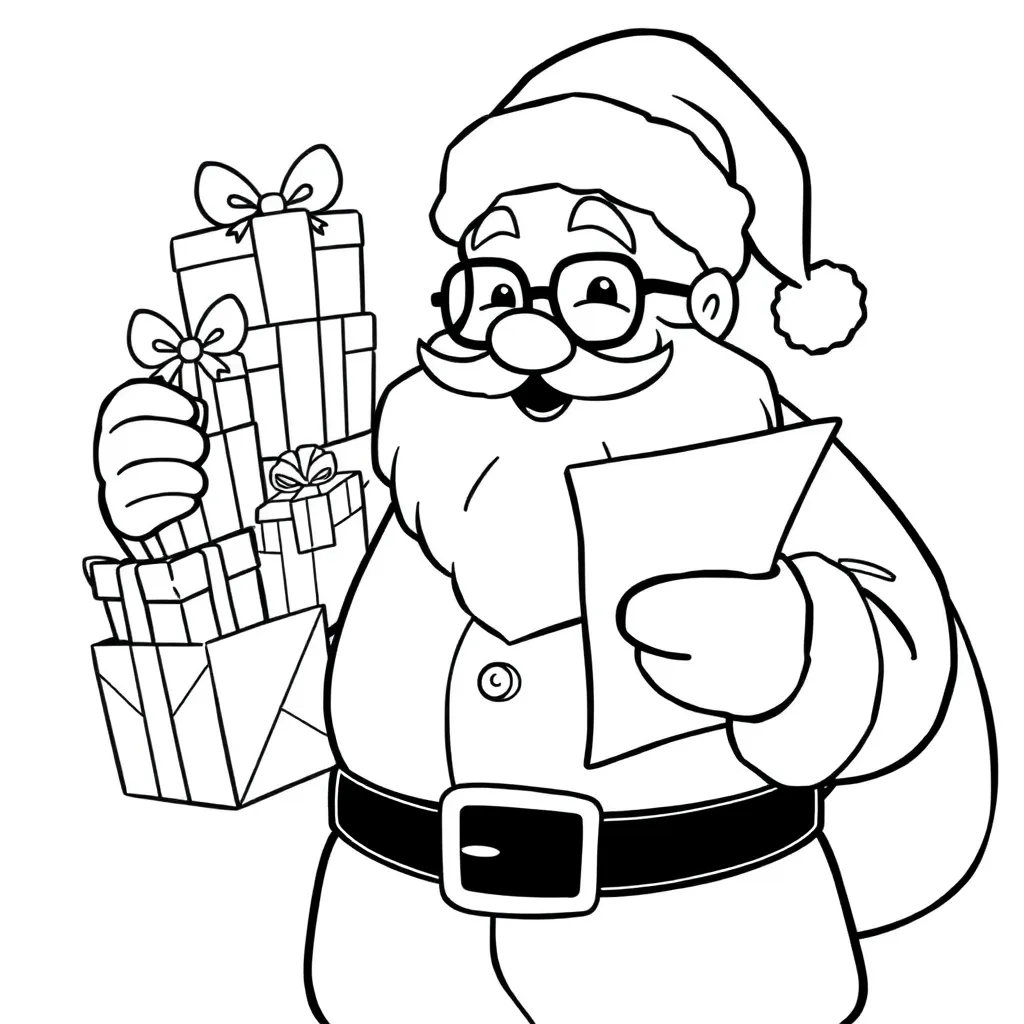 Kerst Kerstman Cadeaus Vrolijk Feestdagen coloring page for children