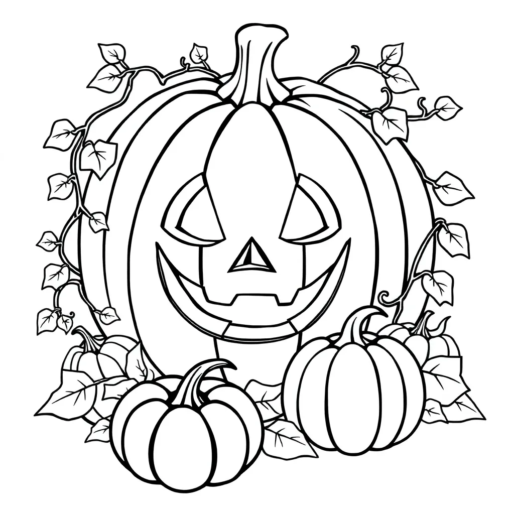 Kerst Pompoen Jack O Lantern Feestelijk Herfst coloring page for children