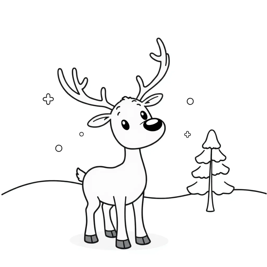 Kerst Rendier coloring page for children