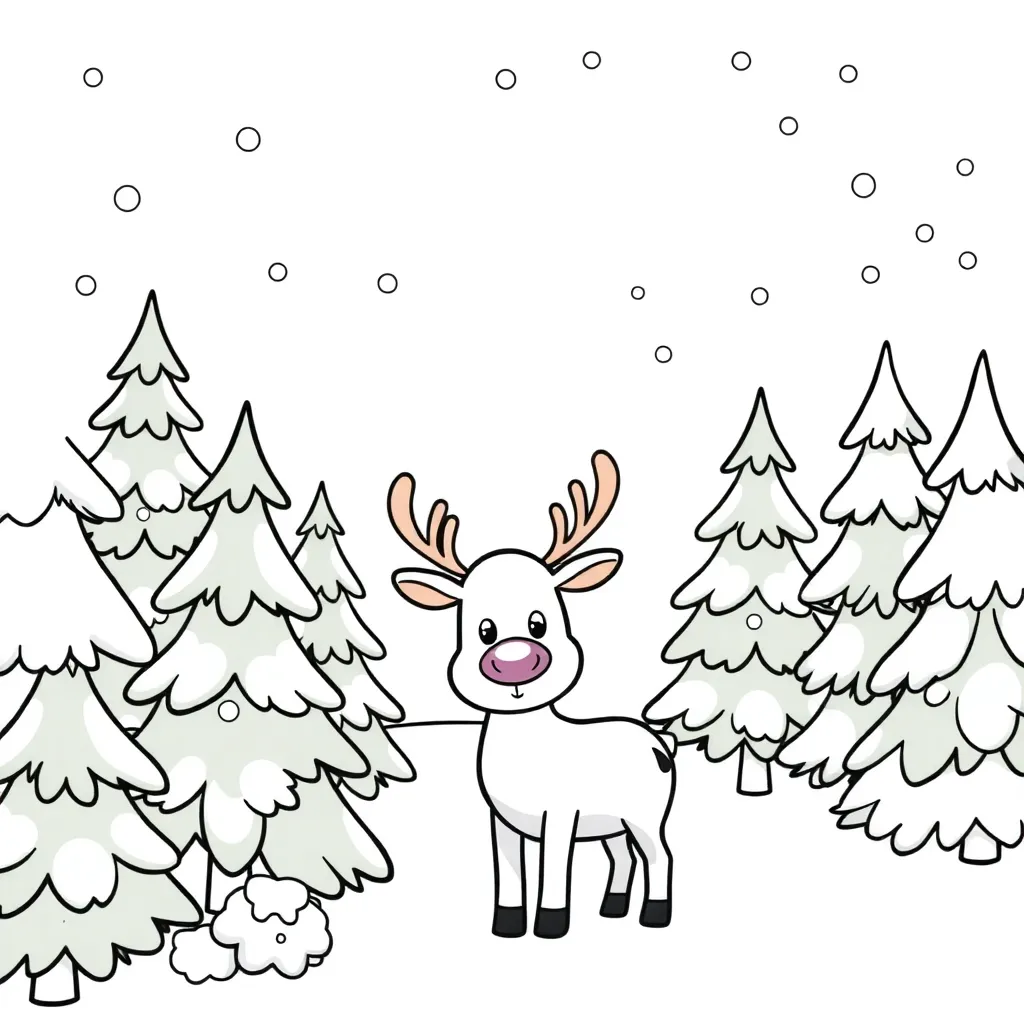 Kerstbomen Op Heuvel coloring page for children