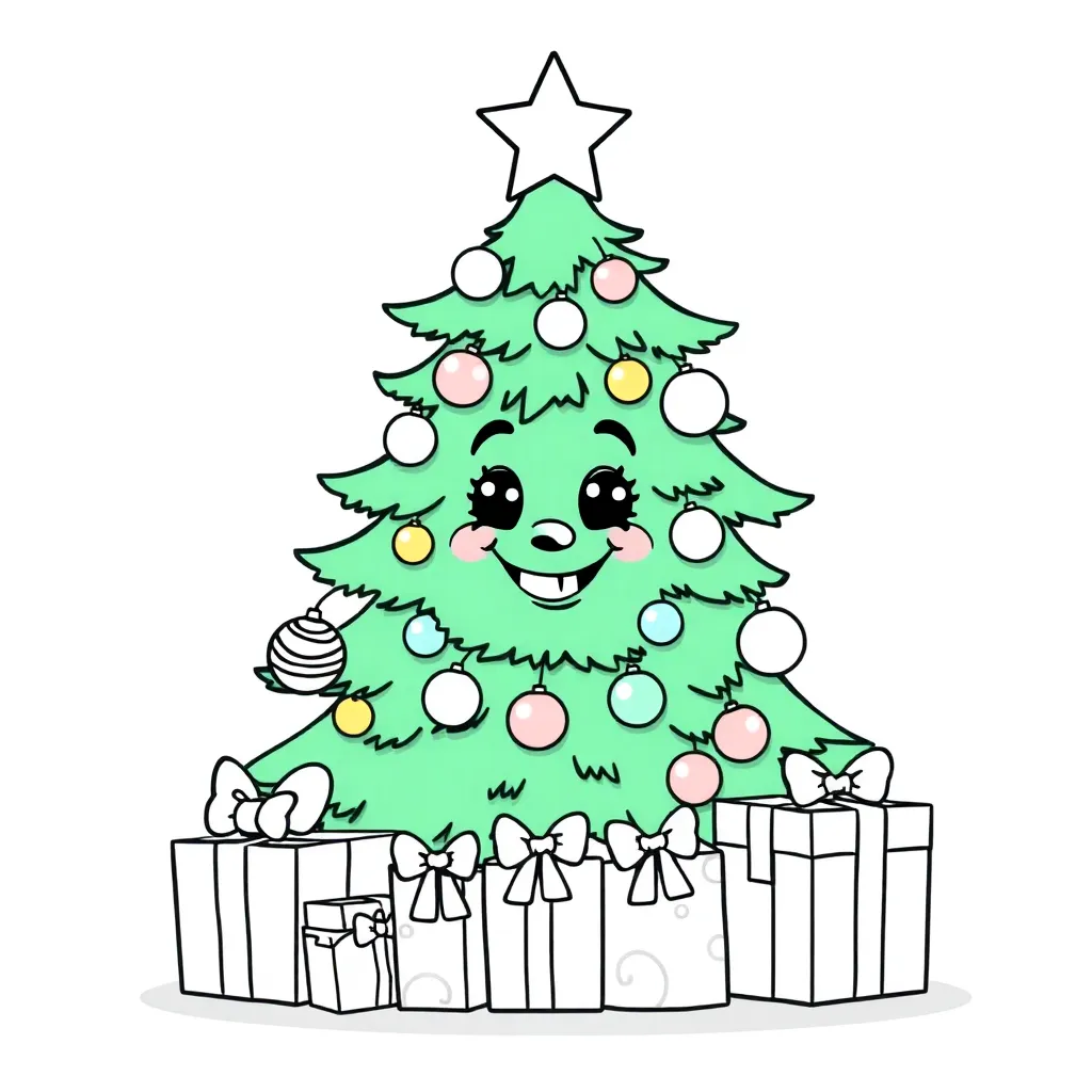 Kerstboom Feestelijk Cadeaus Creatief Seizoensgebonden coloring page for children
