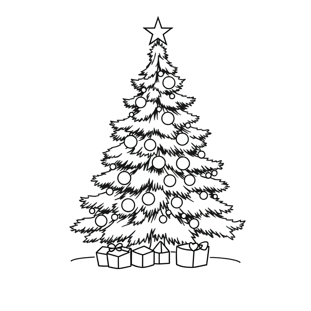 Kerstboom In De Sneeuw coloring page for children