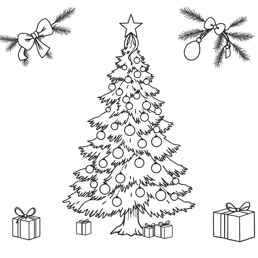 Kerstboom In De Sneeuw Kleurplaat coloring page for children