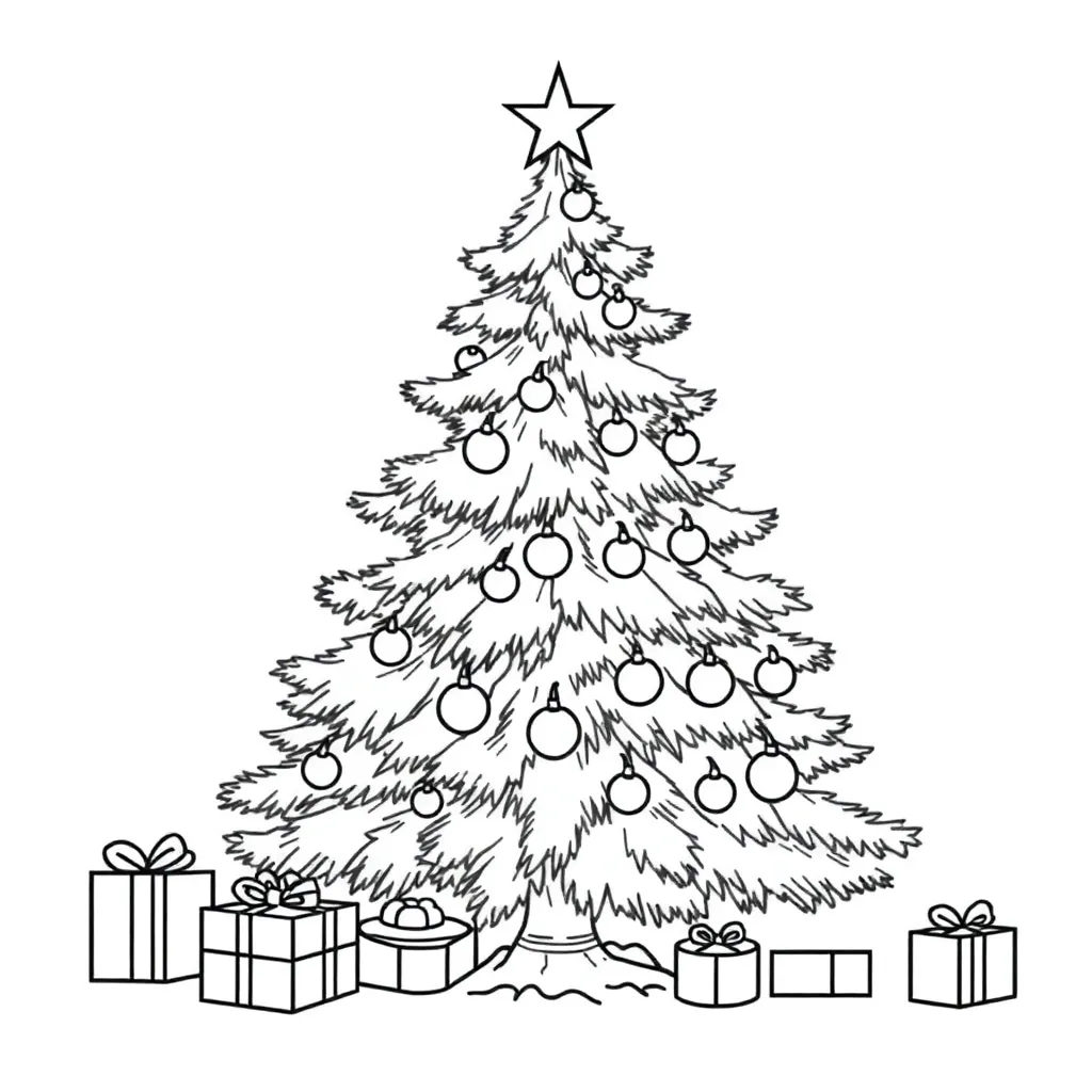 Kerstboom In De Sneeuw Kleurplaat coloring page for children