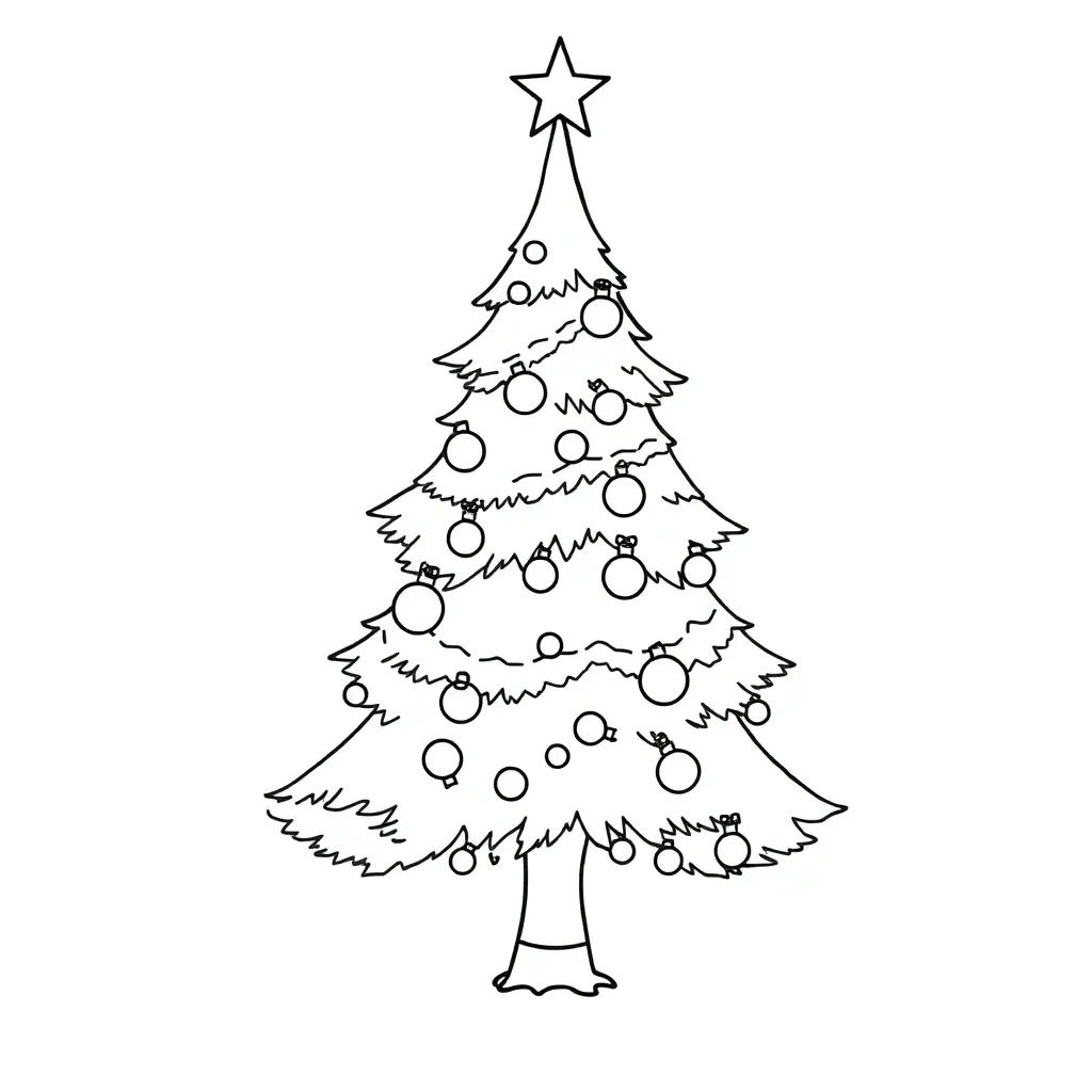 Kerstboom Sneeuw Feestdagen Winter Seizoenen coloring page for children