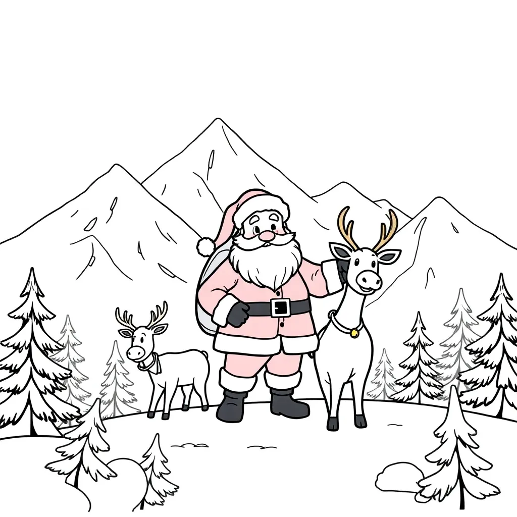 Kerstman En Rendier coloring page for children