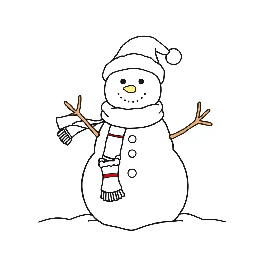 Kerstsneeuwman Feestdagen Kerst Seizoenen Winterpret coloring page for children