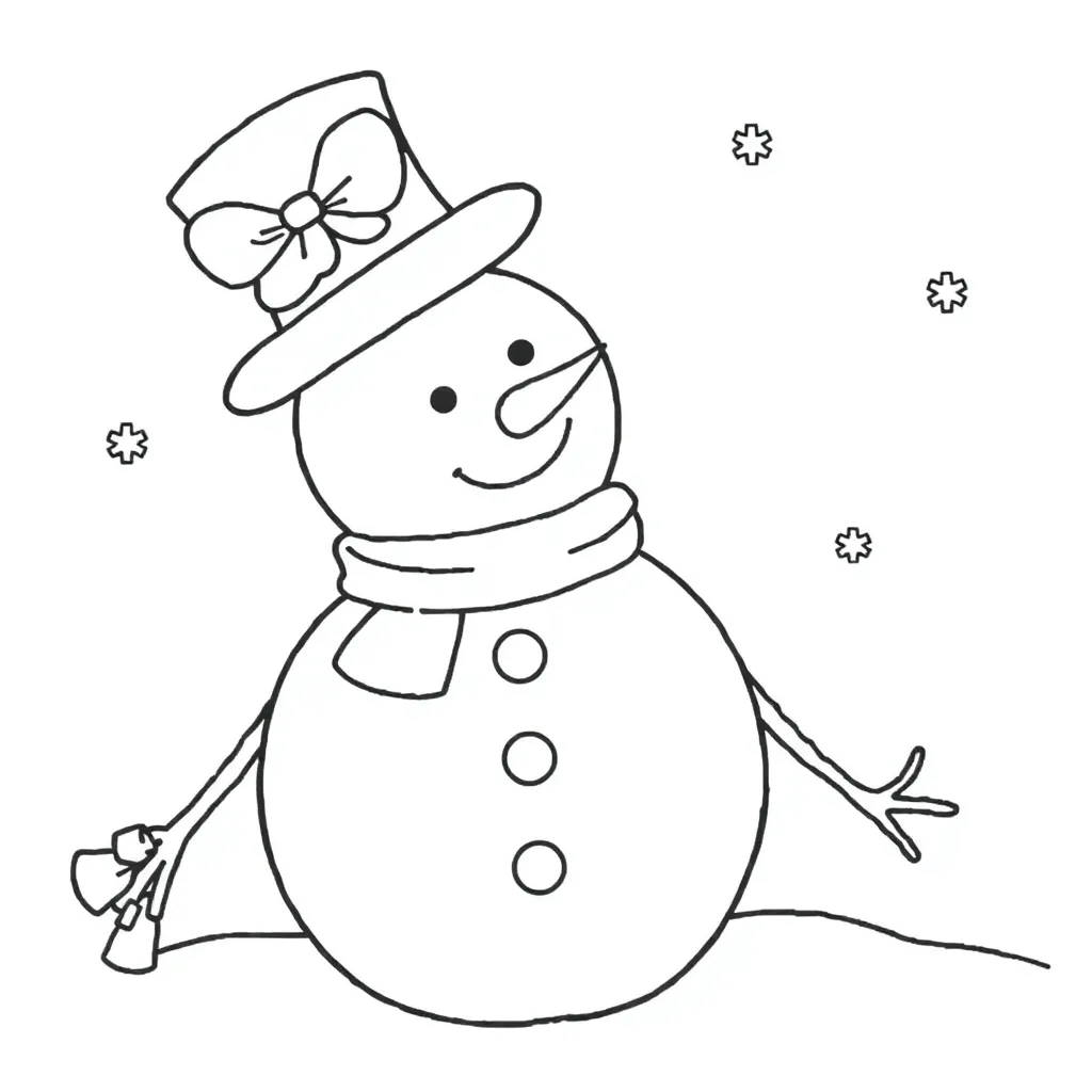 Kerstsneeuwman Winterseizoen Feestdagen Kerst Sneeuwpop coloring page for children