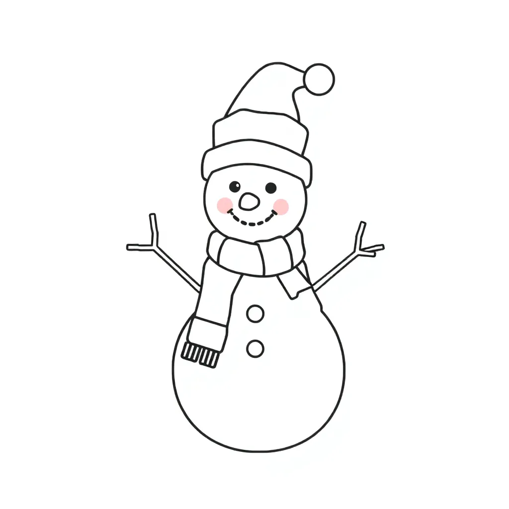 Kerstsneeuwman Wintervreugde Feestdagen Seizoenen Vrolijk coloring page for children