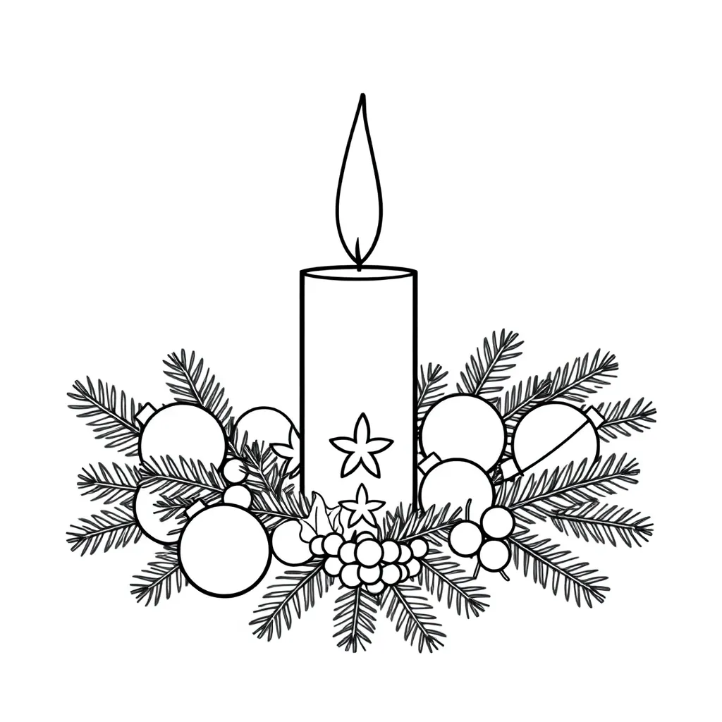 Kerststukje Met Kaars coloring page for children
