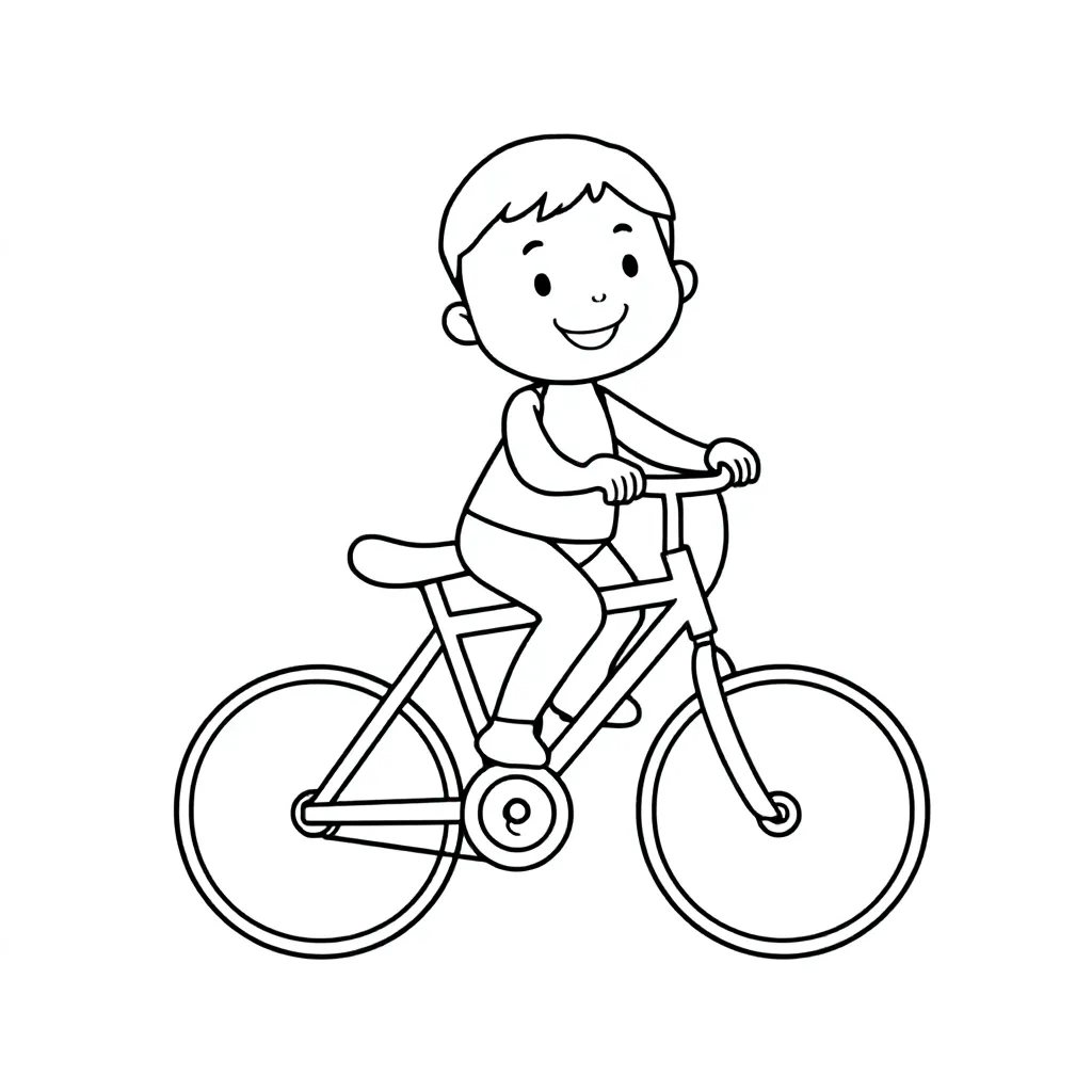 Kind Op Fiets coloring page for children