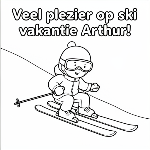 Kindjes die aan het skieën zijn kleurplaat voor kinderen