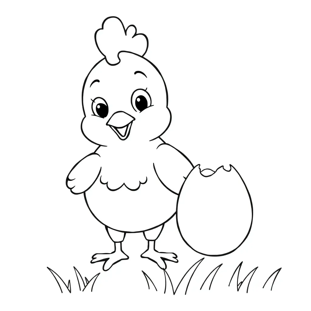 Kip En Ei coloring page for children