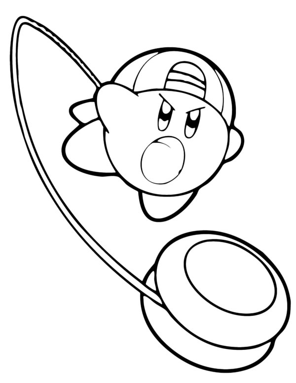 Kirby Jouant Avec Un Yo Yo coloring page for children