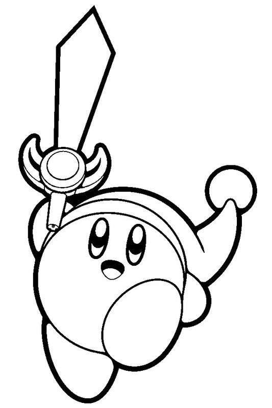 Kirby With Sword coloring page for children