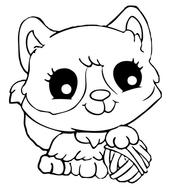 Kitten Boll Wool coloring page for children