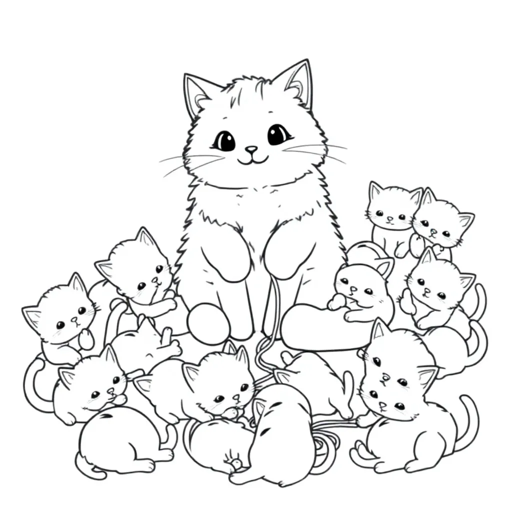 Kitten En Katten Kleurplaat coloring page for children