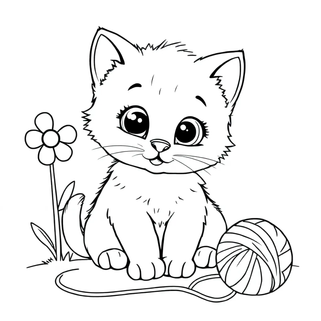 Kitten coloring page for children