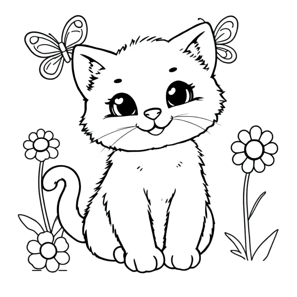 Kitten coloring page for children