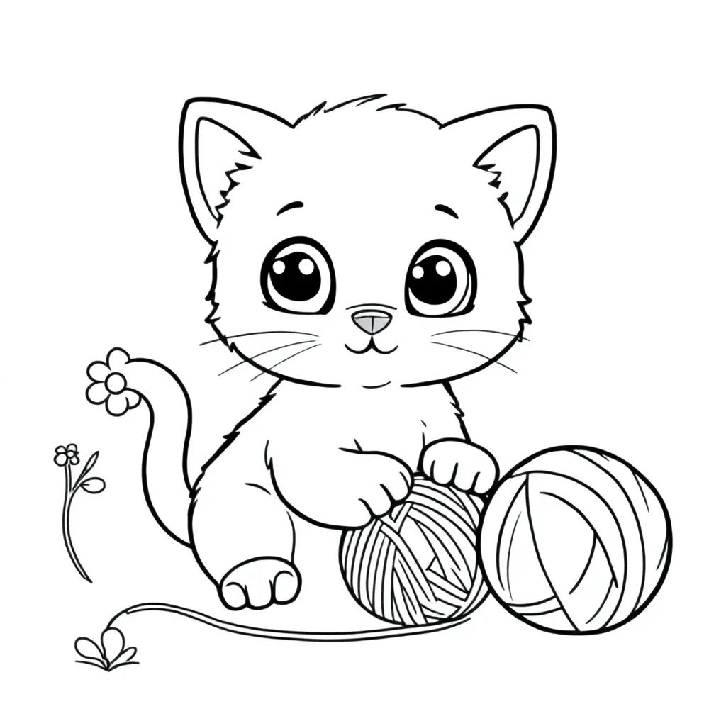 Kitten coloring page for children