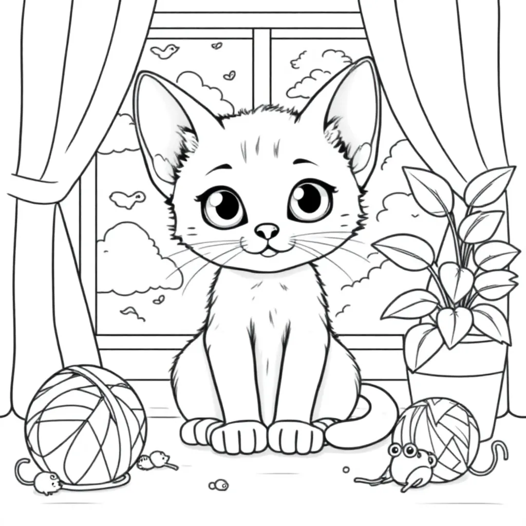 Kitten coloring page for children