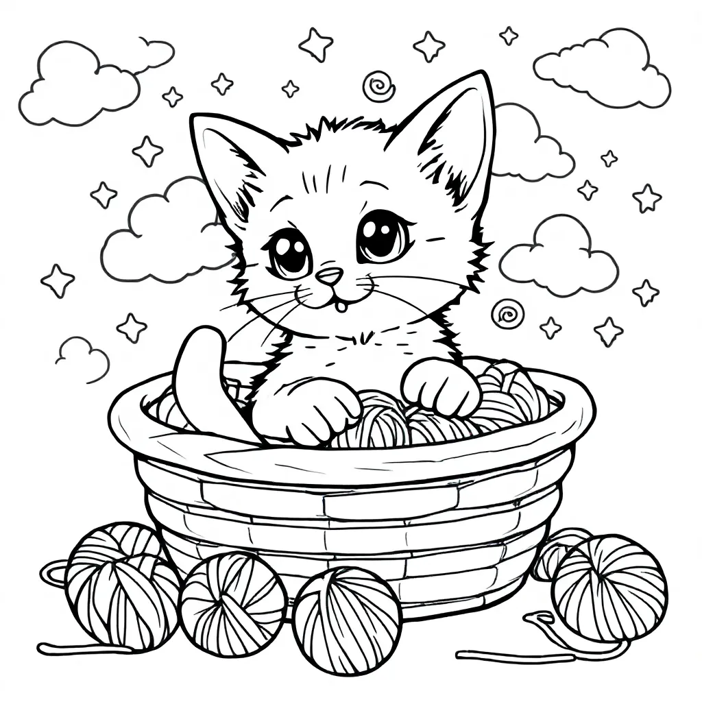 Kitten coloring page for children