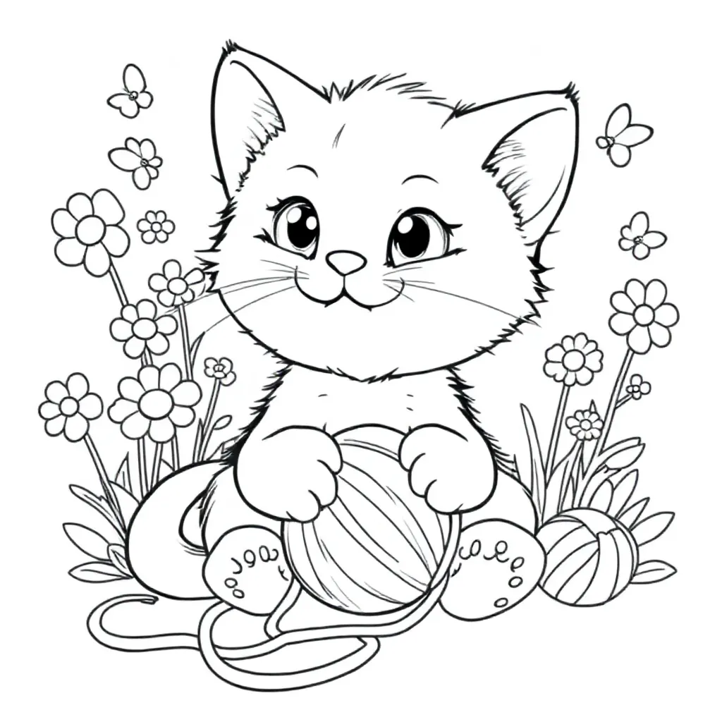 Kitten coloring page for children