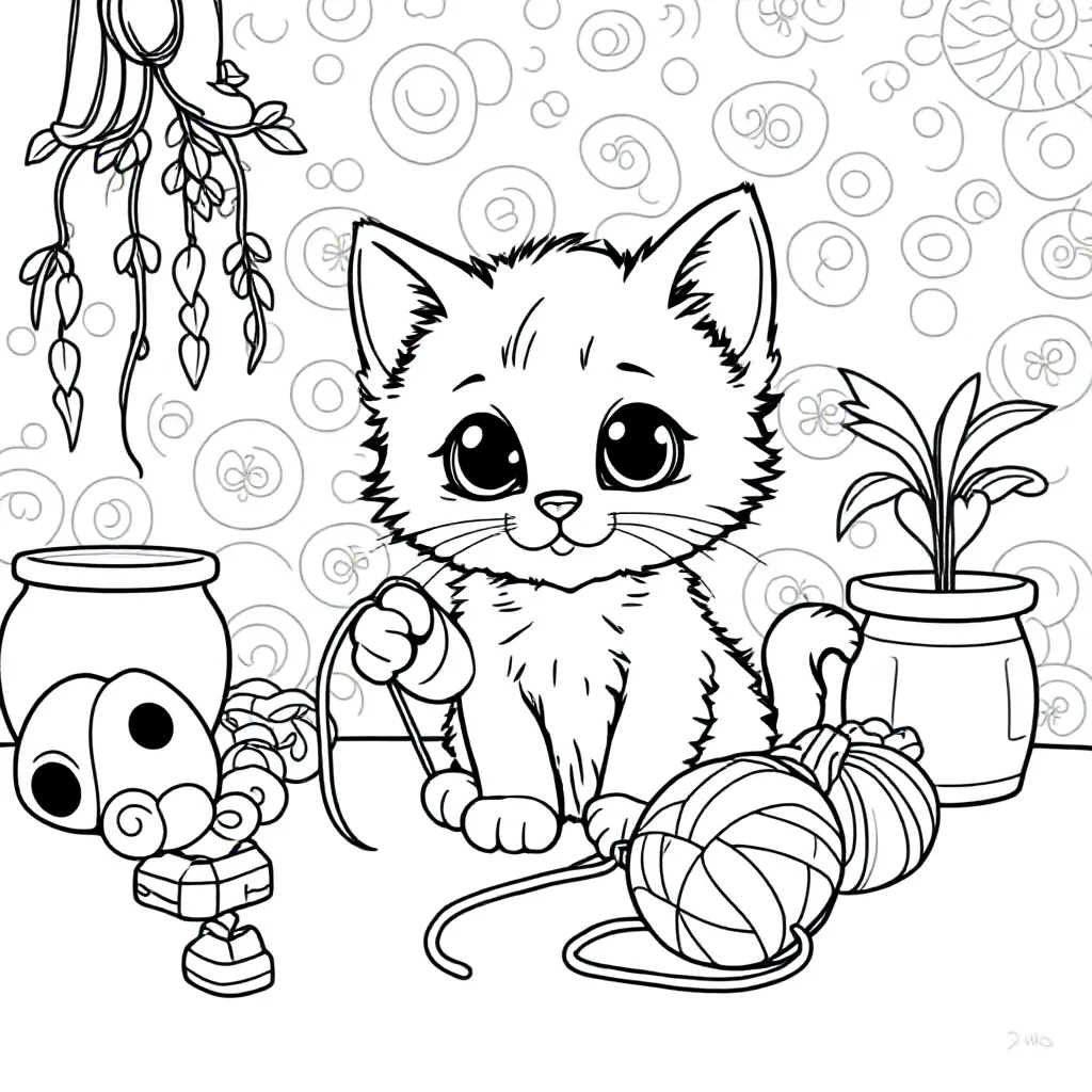 Kitten coloring page for children