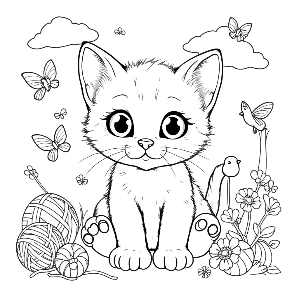 Kitten coloring page for children